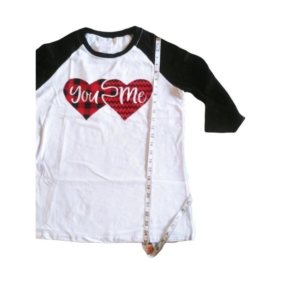 Women's Long Sleeve You & Me Hearts Raglan Style‎ Shirt NEW - Picture 4 of 7